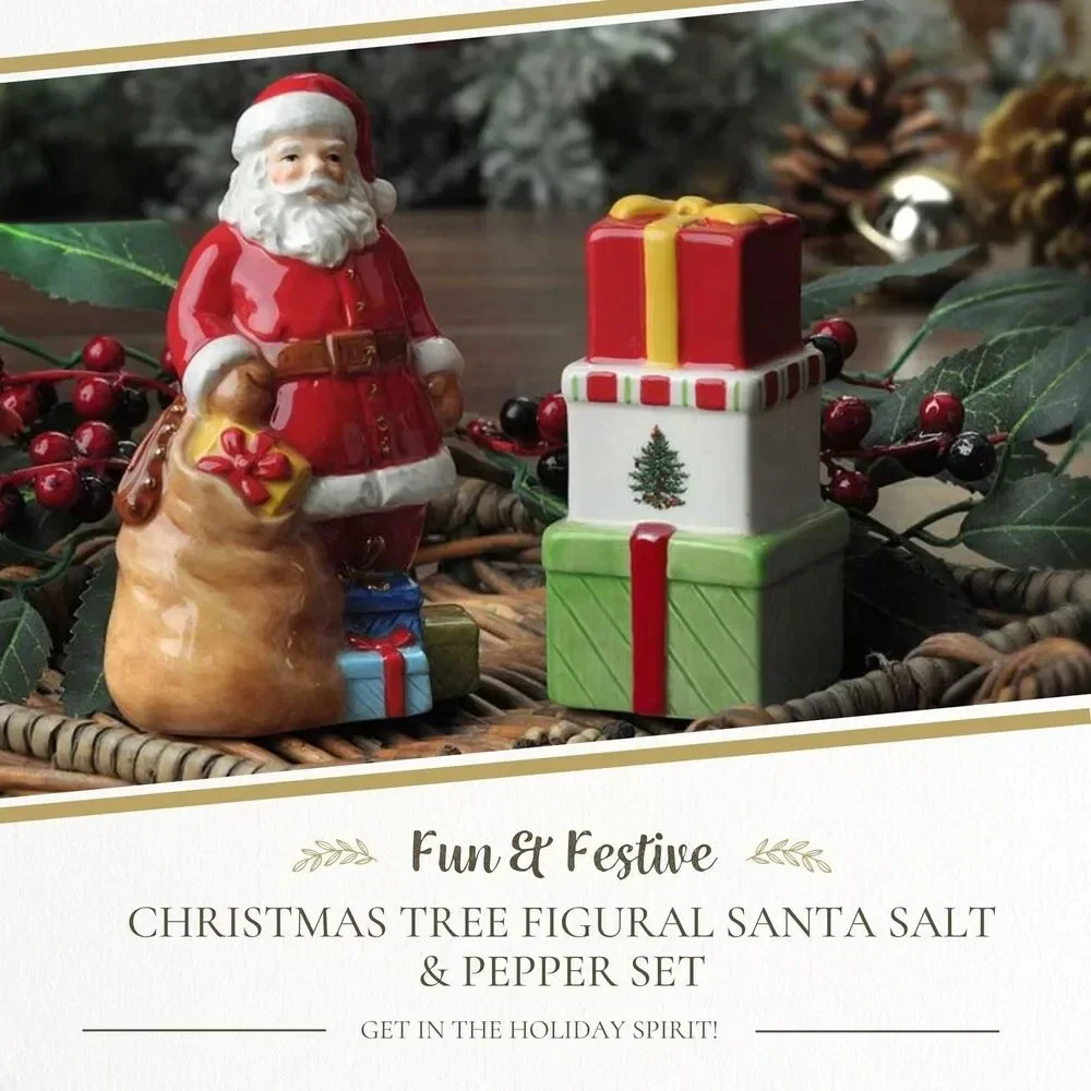 NEW IN BOX Spode Christmas Tree Salt & Pepper Set Earthenware
